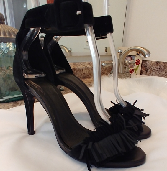 JOIE BLACK "PIPPI" FRINGE SUEDE SANDALS 35.5 - Picture 3 of 14
